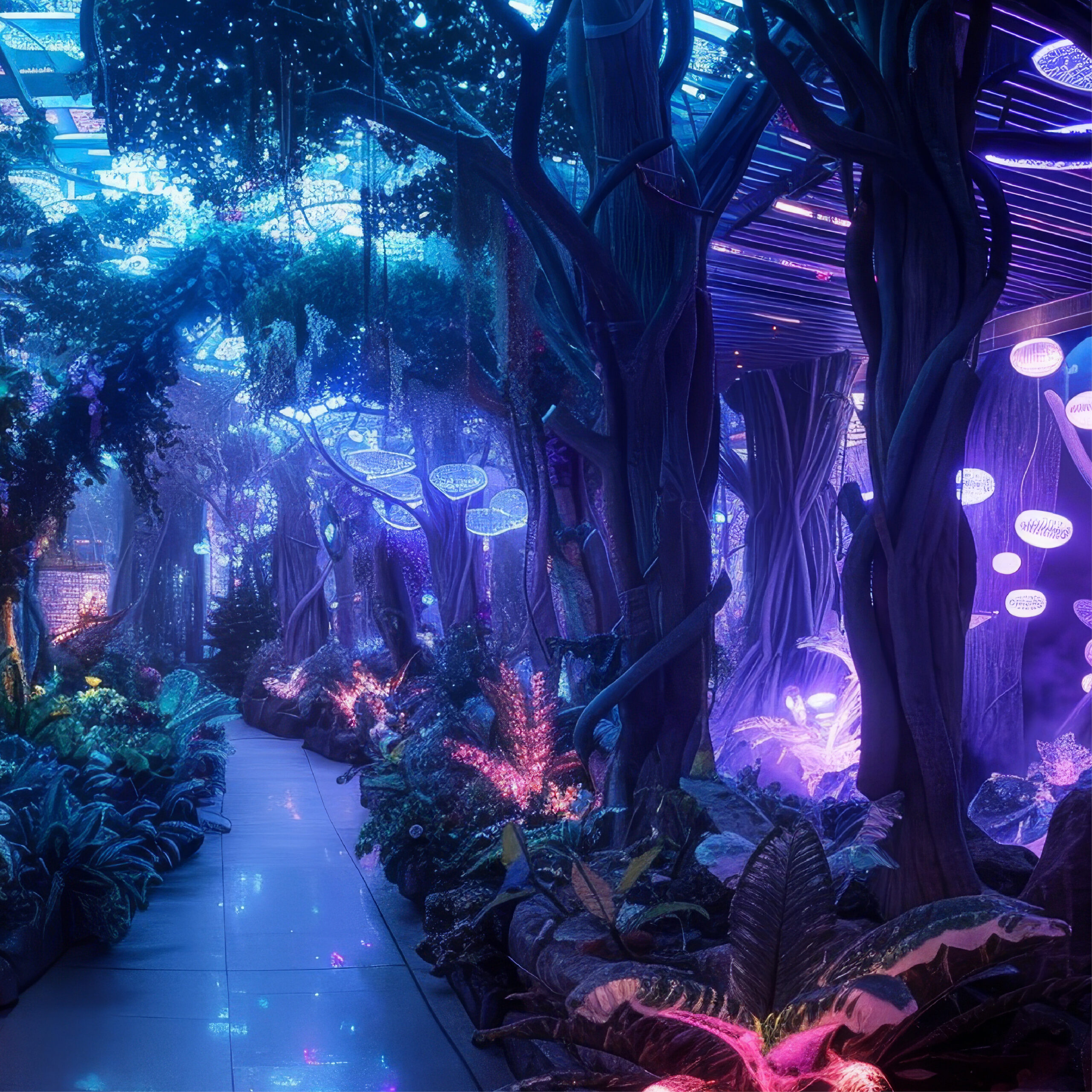 Led lighting and neon garden design